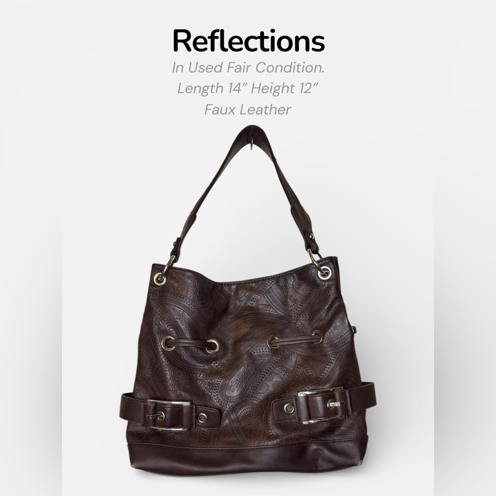 Reflections Vintage Faux Leather Shoulder Bag – Brown Embossed Paisley